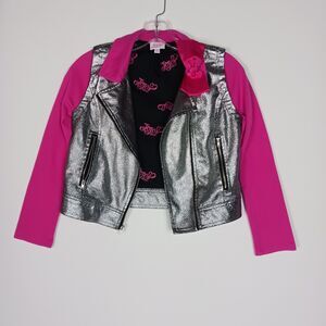 JoJo Siwa Jacket Girls Silver Pink Size M